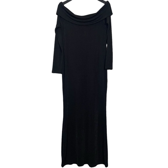 NWT Edikted Susan Fold Over Bodycon Slinky Maxi Dress in Black Size XL - Picture 4 of 8